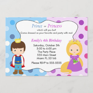Prince Princess Invitación Niños Fiesta de cumplea