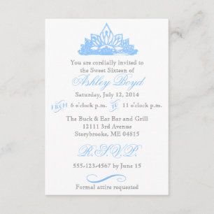Princesa Azul Dulce Dieciséis Invitaciones