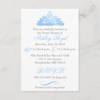 Princesa Azul Dulce Dieciséis Invitaciones