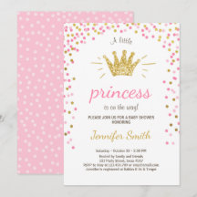 Princesa Baby Shower Invitación Purpurina Oro Rosa