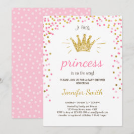 Princesa Baby Shower Invitación Purpurina Oro Rosa
