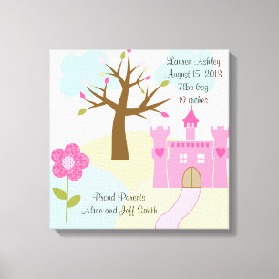 Princesa/Castillo/Sueños 16x16 Arte de tela estira