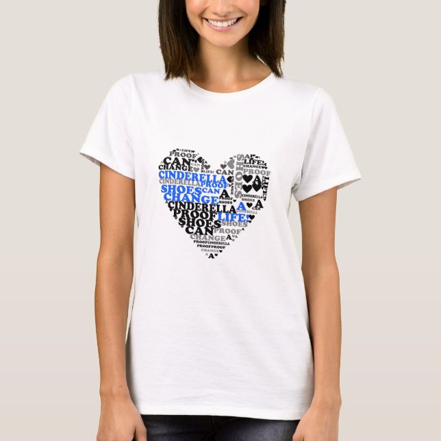 Princesa Cenicienta zapatos cita camiseta azul cor (Anverso)