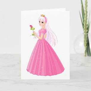 Princesa Con Tarjetas De Saludo Rosa
