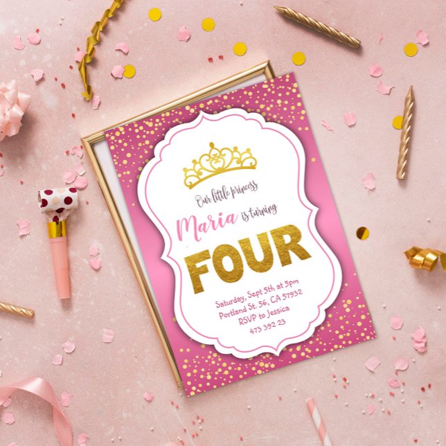 Princesa Confetti de Oro 4 Invitación de cumpleaño (Subido por el creador)