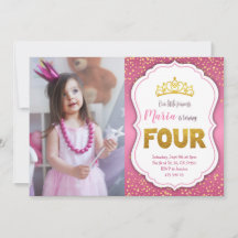 Princesa Confetti de Oro 4 Invitación de cumpleaño