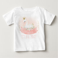 Princesa de cisne floral rosa Primera camiseta de