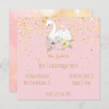 Princesa de Cisne Rosa y Oro Fiesta de Cumpleaños 