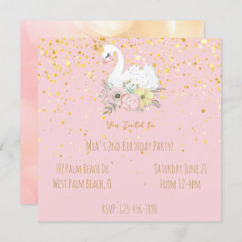 Princesa de Cisne Rosa y Oro Fiesta de Cumpleaños 