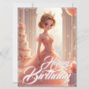 Princesa de cumpleaños con un vestido rosa soñador