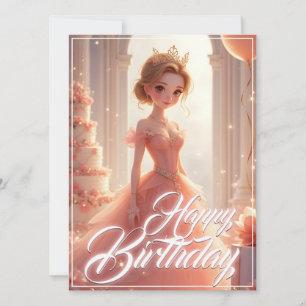 Princesa de cumpleaños con un vestido rosa soñador