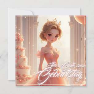 Princesa de cumpleaños con vestido de ensueño rosa