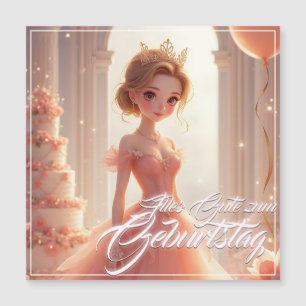 Princesa de cumpleaños con vestido de ensueño rosa
