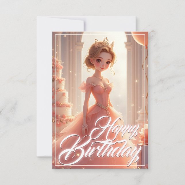 Princesa de cumpleaños en un vestido rosa de ensue (Anverso)