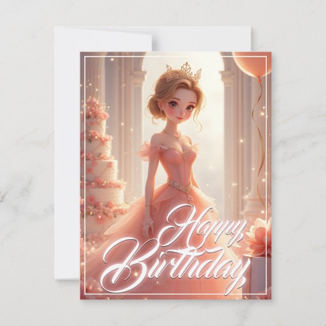 Princesa de cumpleaños en un vestido rosa de ensue (Anverso)