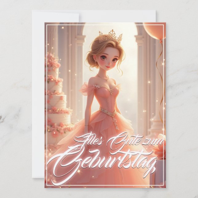 Princesa de cumpleaños en vestido de ensueño rosa (Anverso)