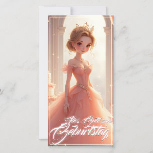 Princesa de cumpleaños en vestido de ensueño rosa