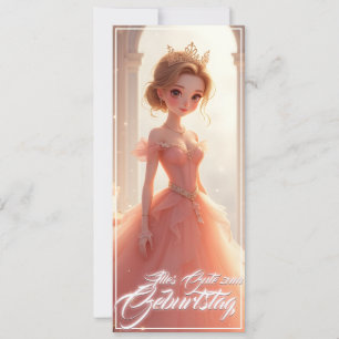 Princesa de cumpleaños en vestido de ensueño rosa
