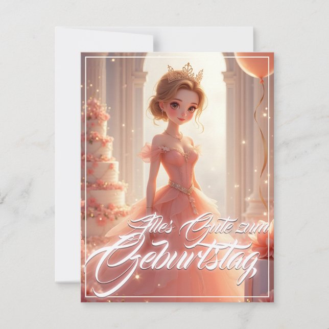 Princesa de cumpleaños en vestido de ensueño rosa (Anverso)