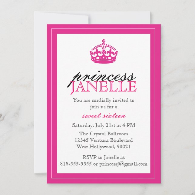 Princesa de las rosas fuertes - invitación del (Anverso)