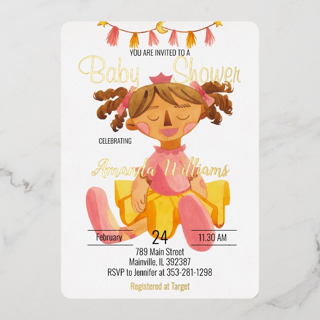 Princesa de muñeca en ballet Tutu, invitación al R (Anverso)