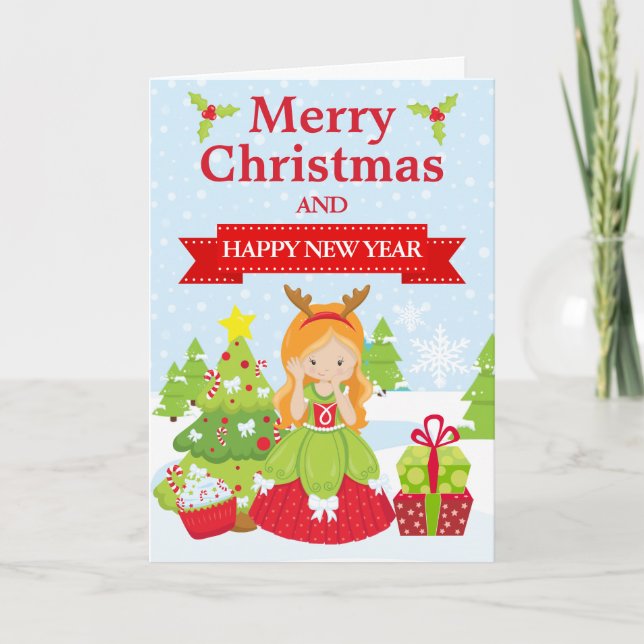 Princesa de Navidad pelirroja festiva (Anverso)