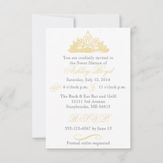 Princesa de oro dulce dieciséis invitaciones
