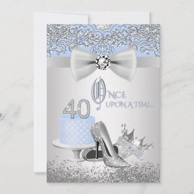 Princesa de Plata Azul 40 invitaciones de cumpleañ (Anverso)