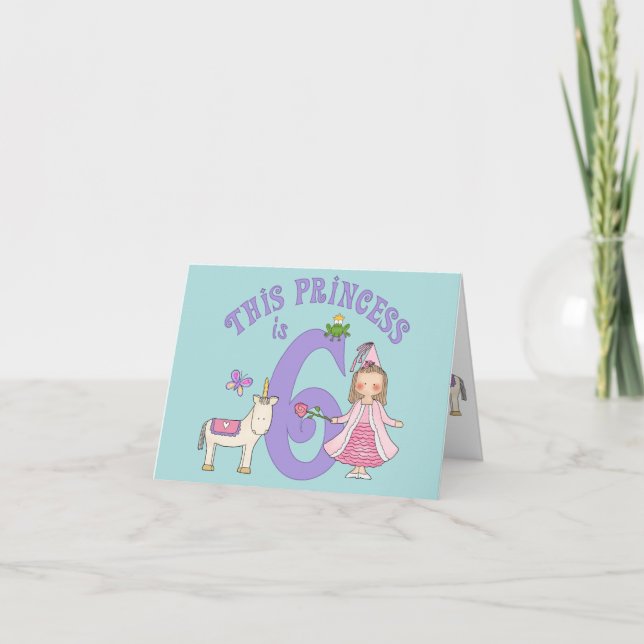 Princesa de Unicornio 6 Invitación de cumpleaños (Anverso)