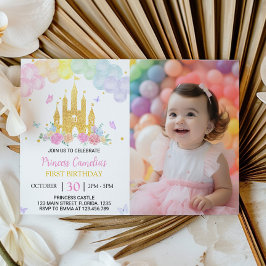 Princesa del Castillo de Oro Rosado Invitación de 