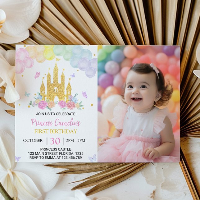Princesa del Castillo de Oro Rosado Invitación de  (Subido por el creador)