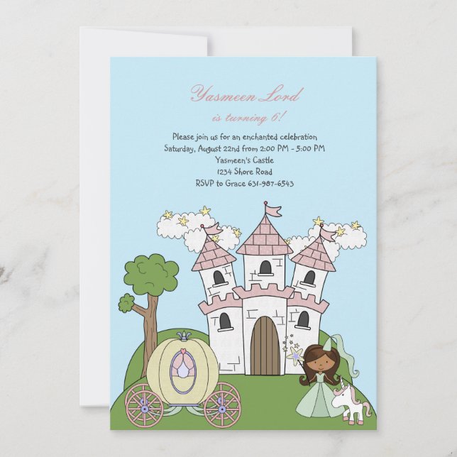 Princesa del Castillo Invitación afroamericana (Anverso)