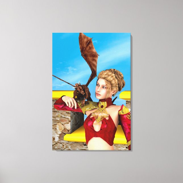 Princesa Dragón Fantasía Arte Digital (Anverso)