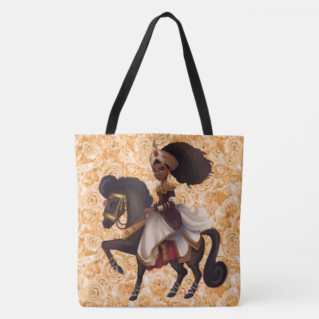 Princesa Ecuestre Africana Grande Bolsa De Tote (Anverso)