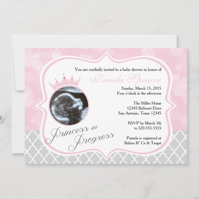Princesa en curso, invitación Baby Shower (Anverso)