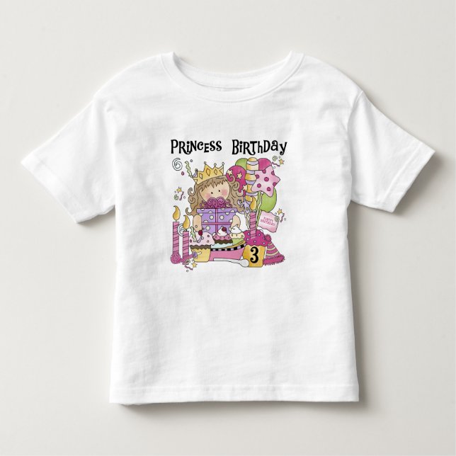 Princesa fiesta 3 camisetas de cumpleaños y regalo (Anverso)