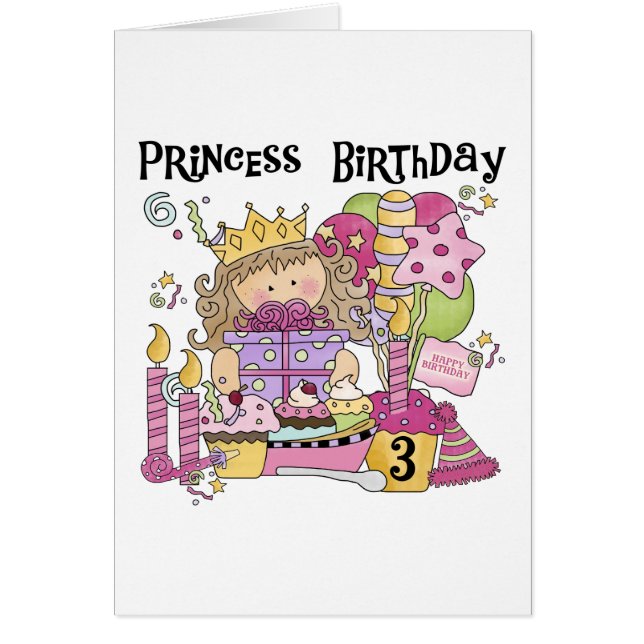Princesa fiesta 3 camisetas de cumpleaños y regalo (Frente)