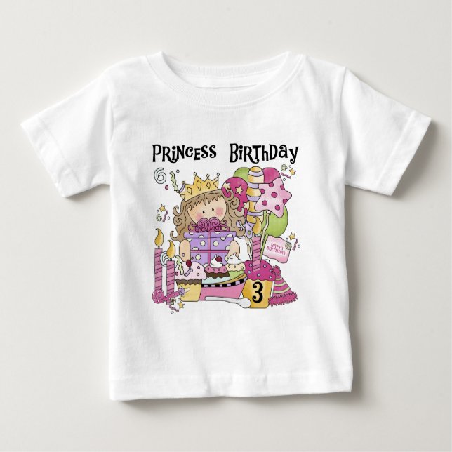 Princesa fiesta 3 camisetas de cumpleaños y regalo (Anverso)