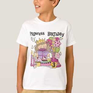 Princesa fiesta 3 camisetas de cumpleaños y regalo