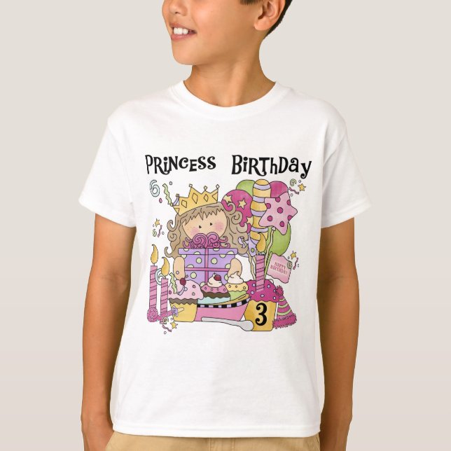 Princesa fiesta 3 camisetas de cumpleaños y regalo (Anverso)