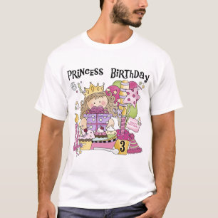 Princesa fiesta 3 camisetas de cumpleaños y regalo