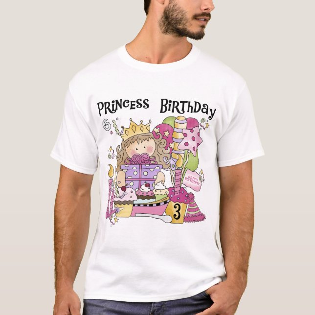 Princesa fiesta 3 camisetas de cumpleaños y regalo (Anverso)