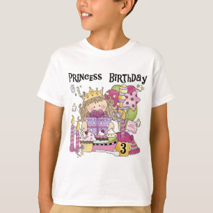 Princesa fiesta 3 camisetas de cumpleaños y regalo