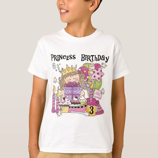 Princesa fiesta 3 camisetas de cumpleaños y regalo (Anverso)