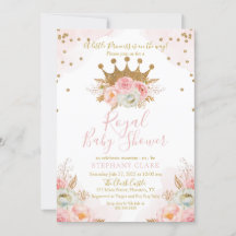 Princesa Floral Rosa & Gold Invitación Baby Shower