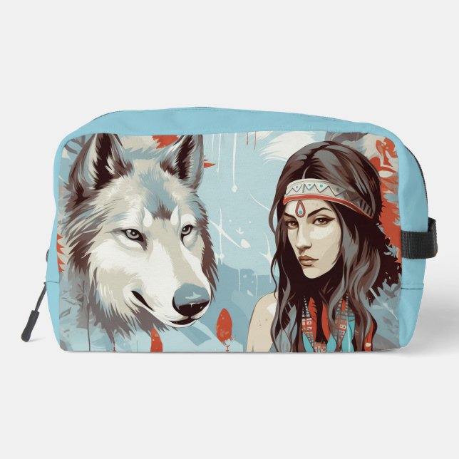 Princesa indígena-americana, bolsa de tocador Wolf (Reverso )