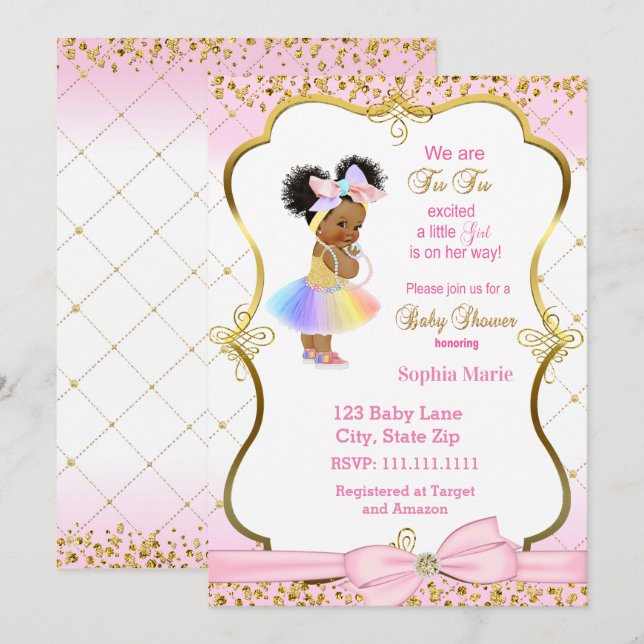 Princesa invitación a la ducha de bebé (Anverso / Reverso)