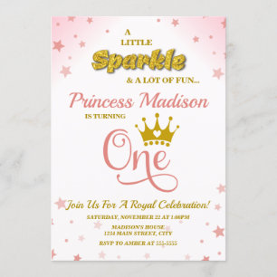 Princesa Invitación a primer cumpleaños esparcen o