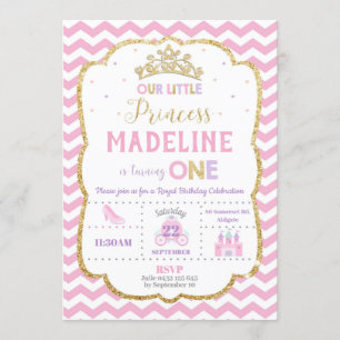 Princesa invitaciones de cumpleaños de color rosa 