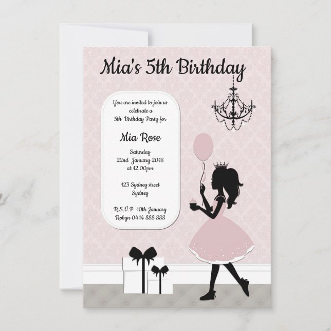 Princesa Invite, invitación de los chicas de la (Anverso)